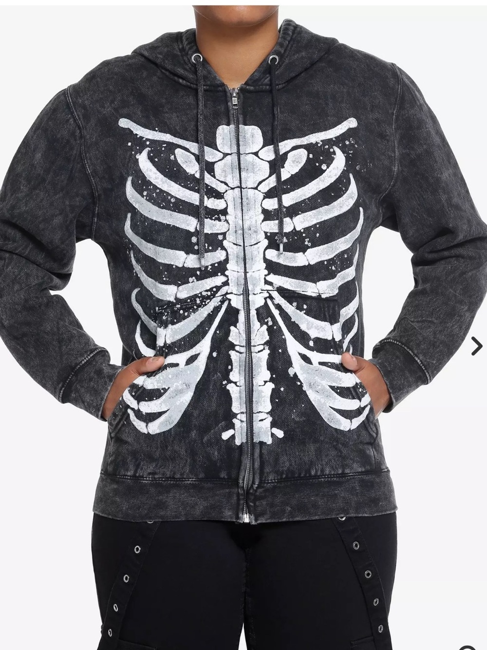 Hot Topic Rib Cage Washed Hoodie Size XL